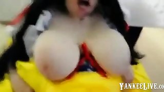 Cosplay girl with enormous boobies gets fucked
